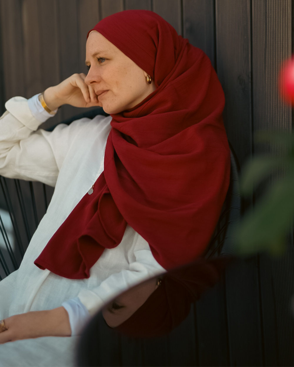 Crinkle Chiffon Hijab aus Viskose und Leinen Ruby - Sandy
