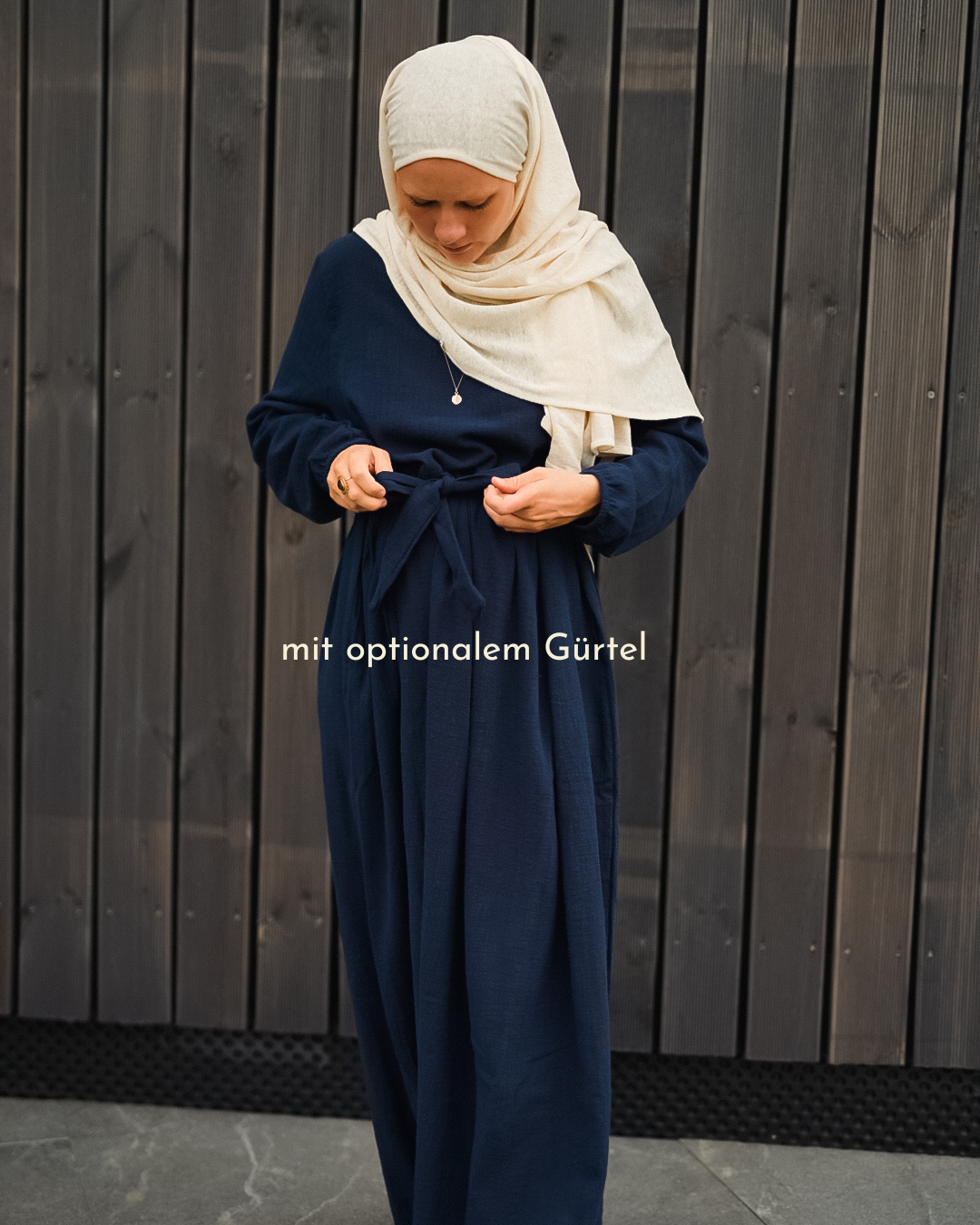 Cotton Abaya "Maya" aus Baumwolle (Navy)