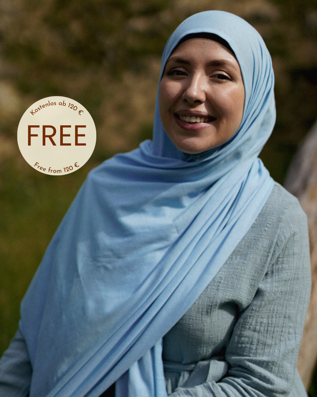 Lightweight jersey hijab "Hava" made from 100% organic cotton (Morning Sky)