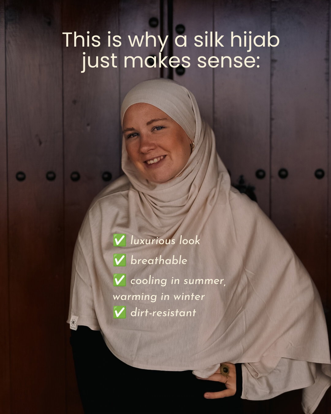 Le hijab « Mariposa » en soie et coton bio (crème)