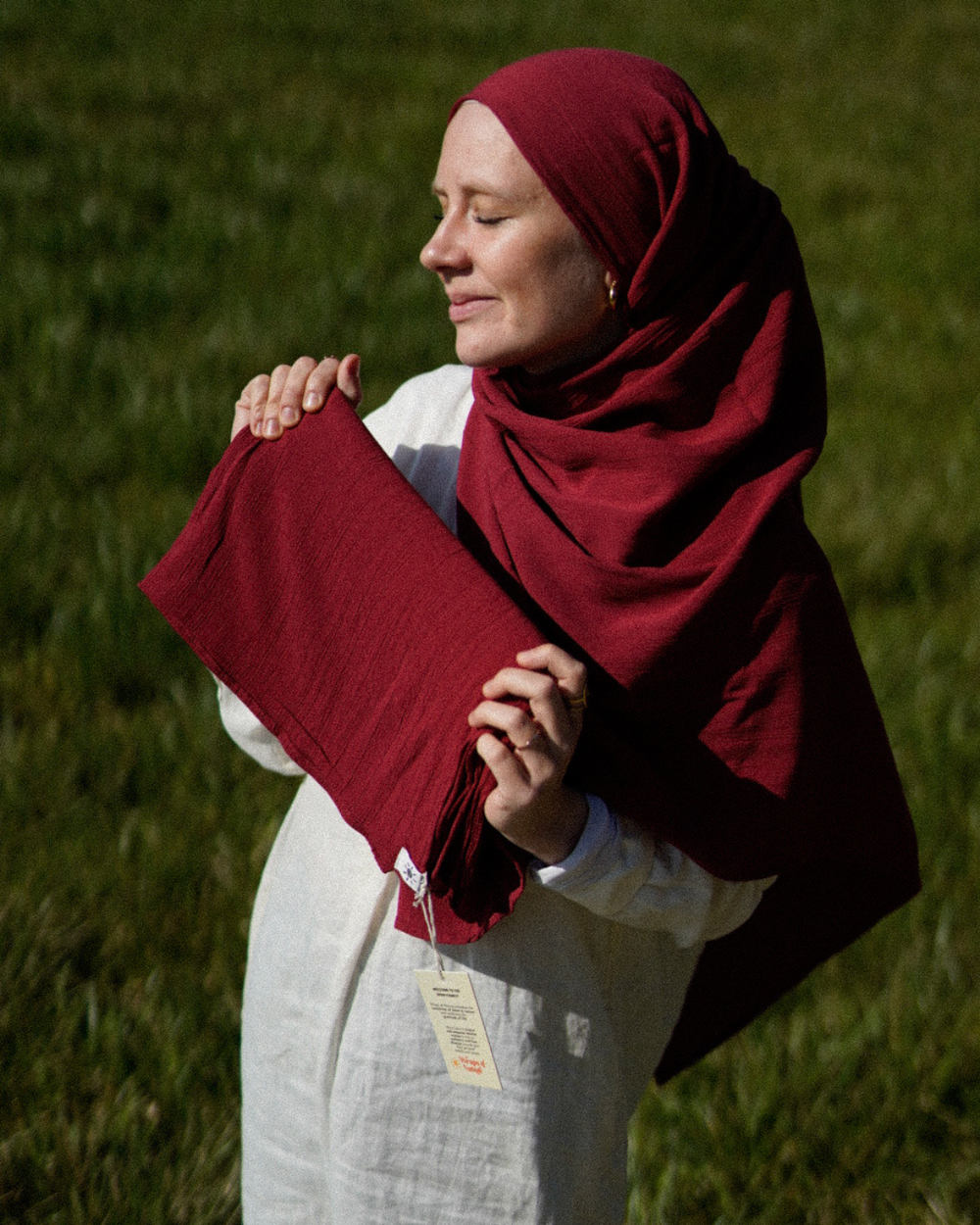 Crinkle Chiffon Hijab aus Viskose und Leinen Ruby - Sandy
