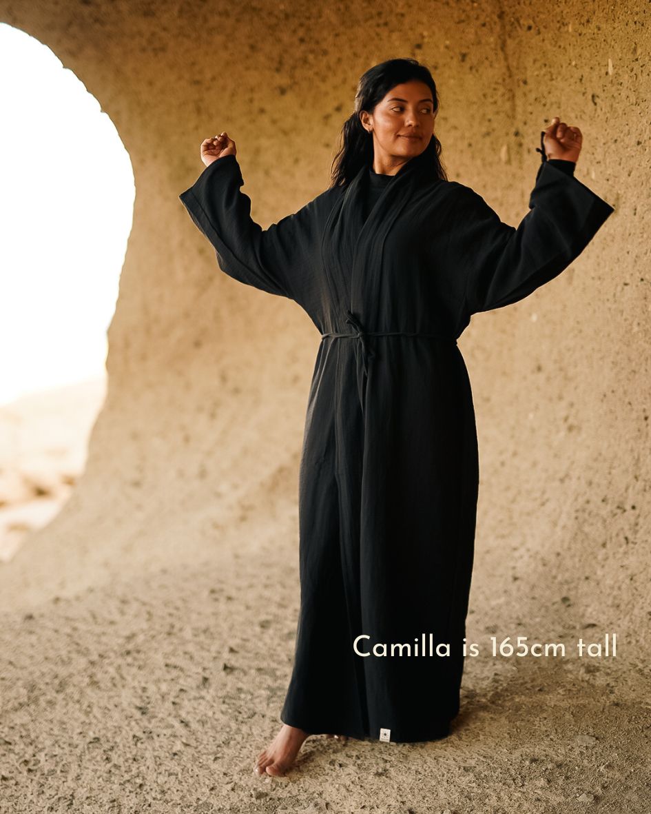 Open Abaya „Jumana“ aus reiner Bio-Baumwolle (Black)