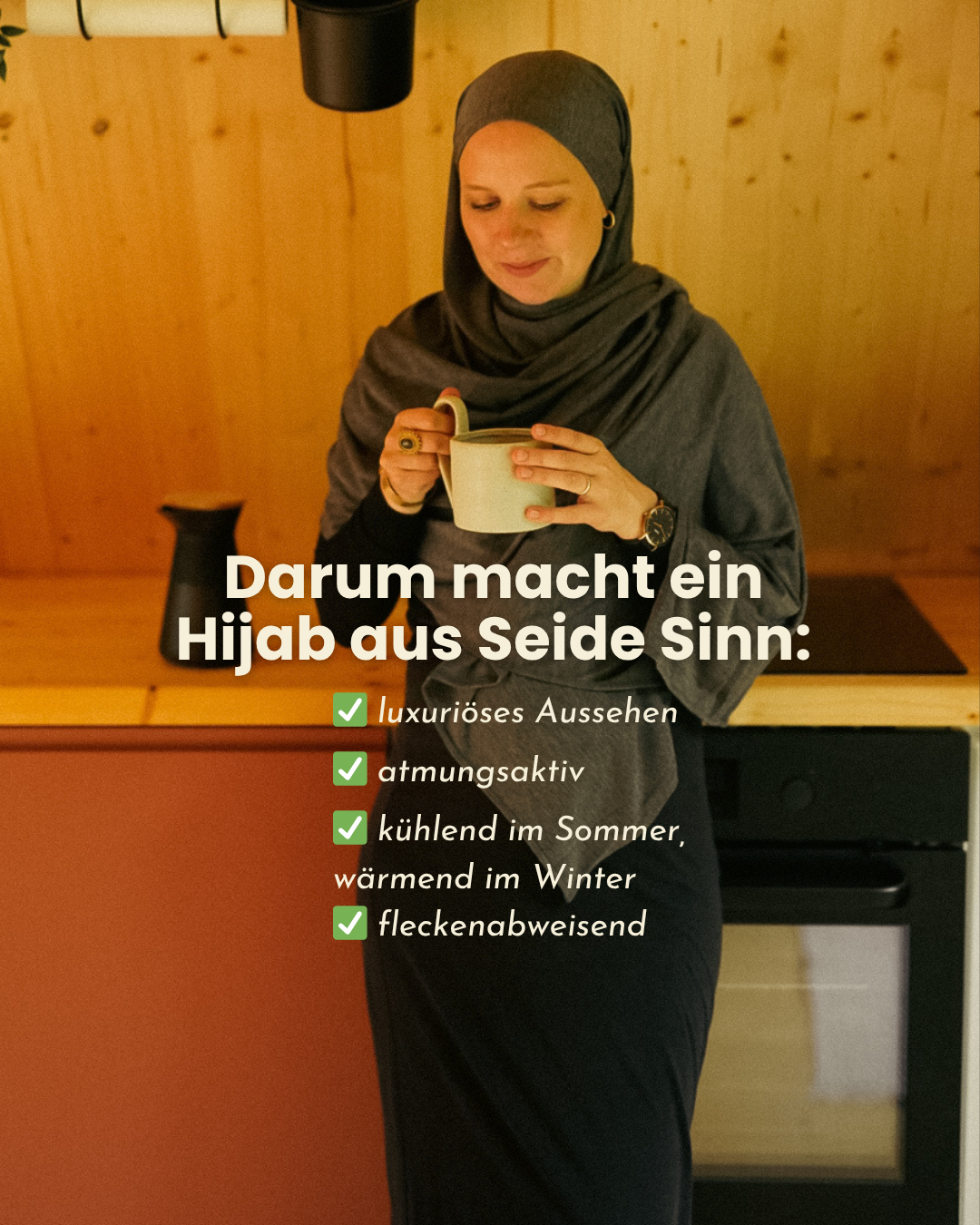 Premium Jersey Hijab "Mariposa" made of silk and organic cotton (gray melange)