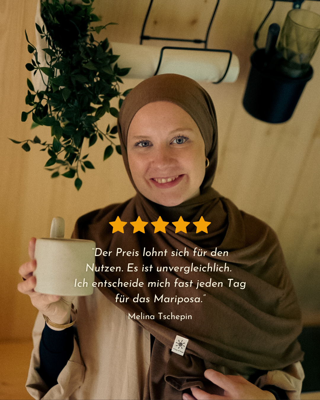 Premium Jersey Hijab "Mariposa" made of silk and organic cotton (Chestnut)