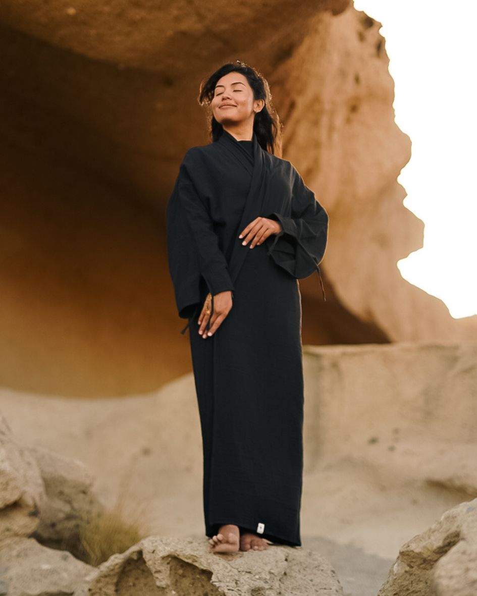 Open Abaya „Jumana“ aus reiner Bio-Baumwolle (Black)