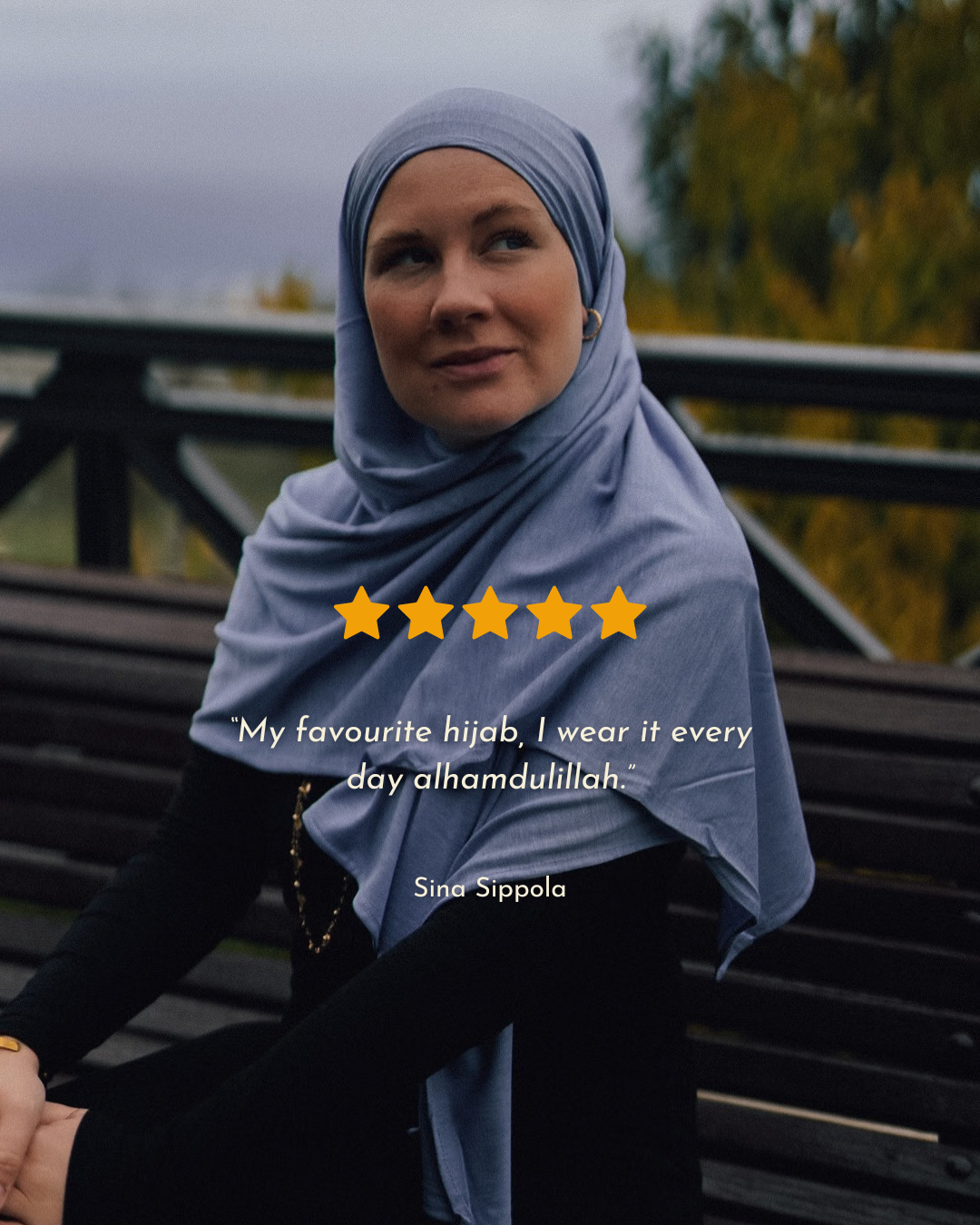 Le hijab « Mariposa » en soie et coton biologique (Azzurro)