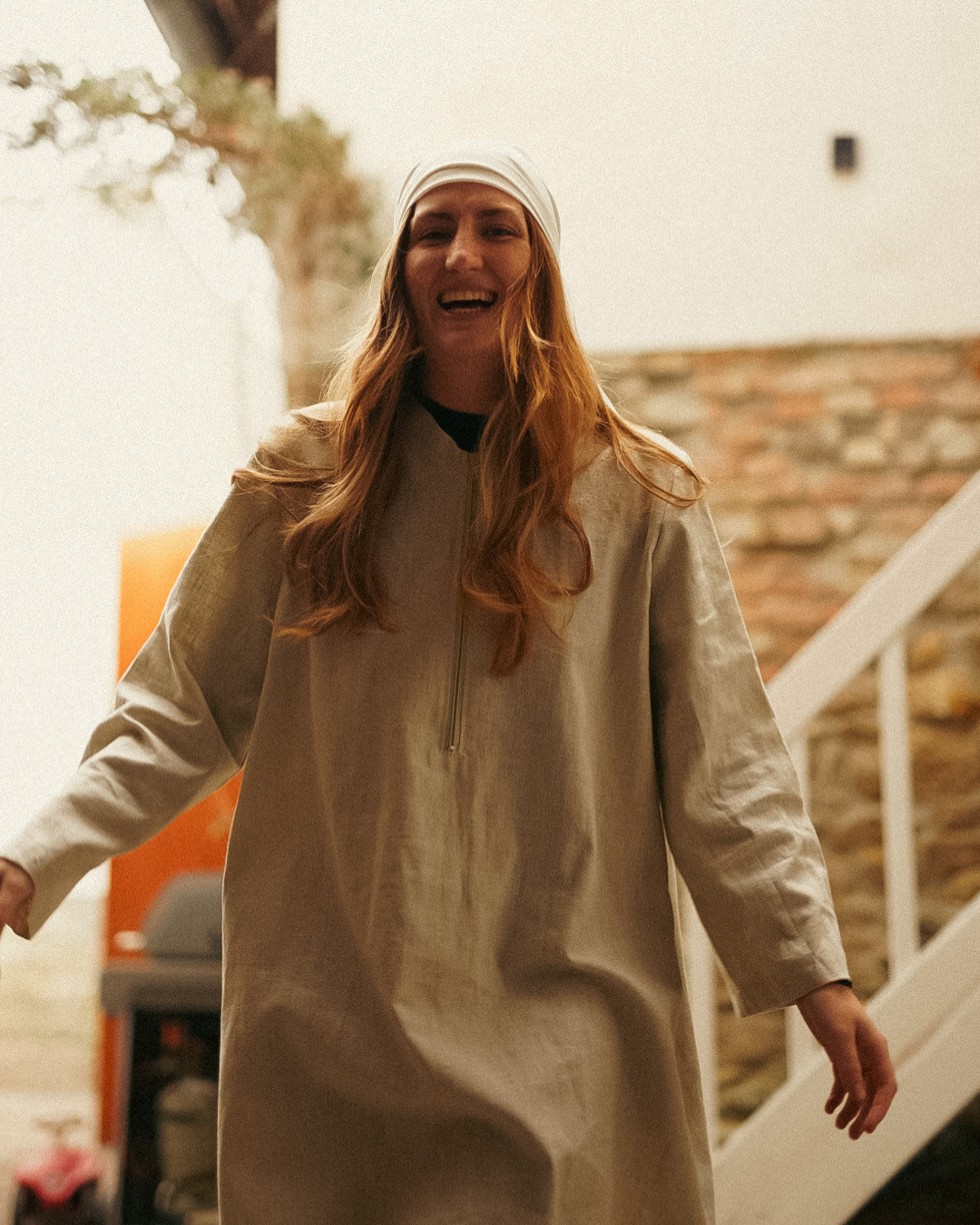 Leinen Abaya "Alma" mit Baumwolle - natural