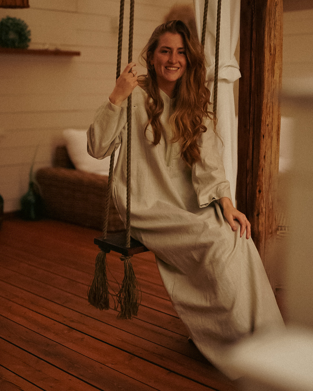 Leinen Abaya "Alma" mit Baumwolle - natural