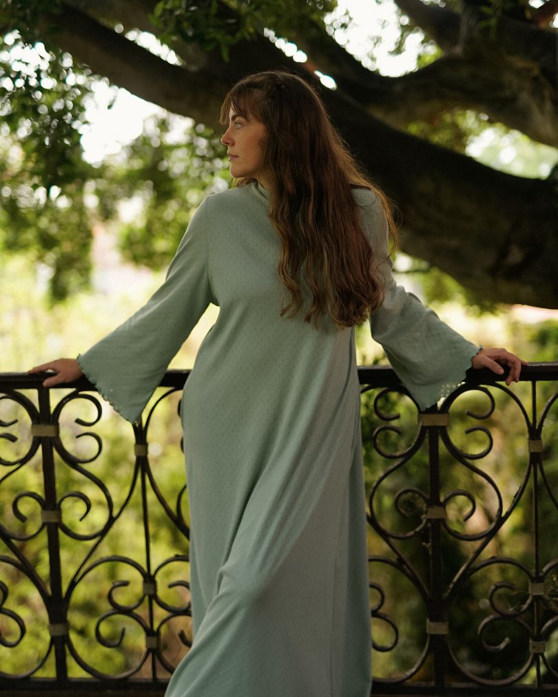Pointelle Abaya „Amélie“ aus reiner Baumwolle (Mermaid)