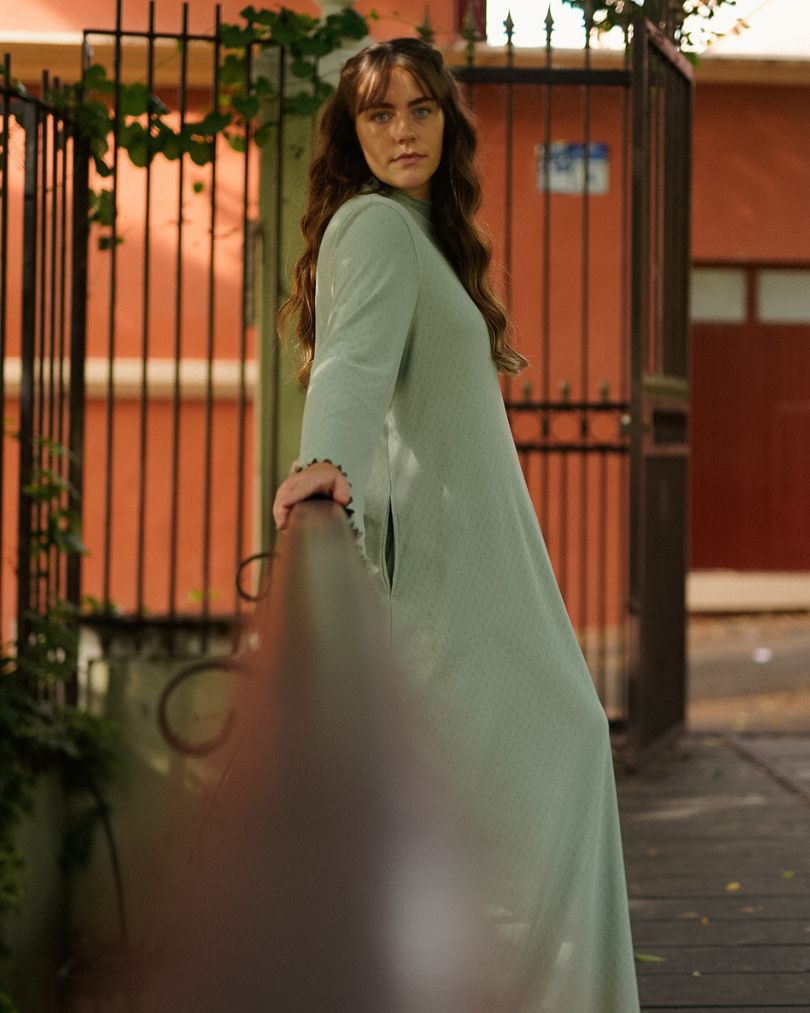 Pointelle Abaya „Amélie“ aus reiner Baumwolle (Mermaid)