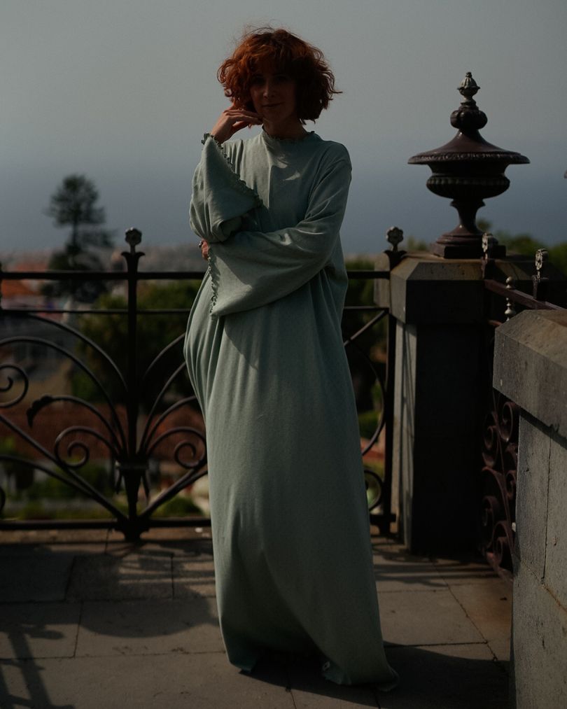 Pointelle Abaya „Amélie“ aus reiner Baumwolle (Mermaid)