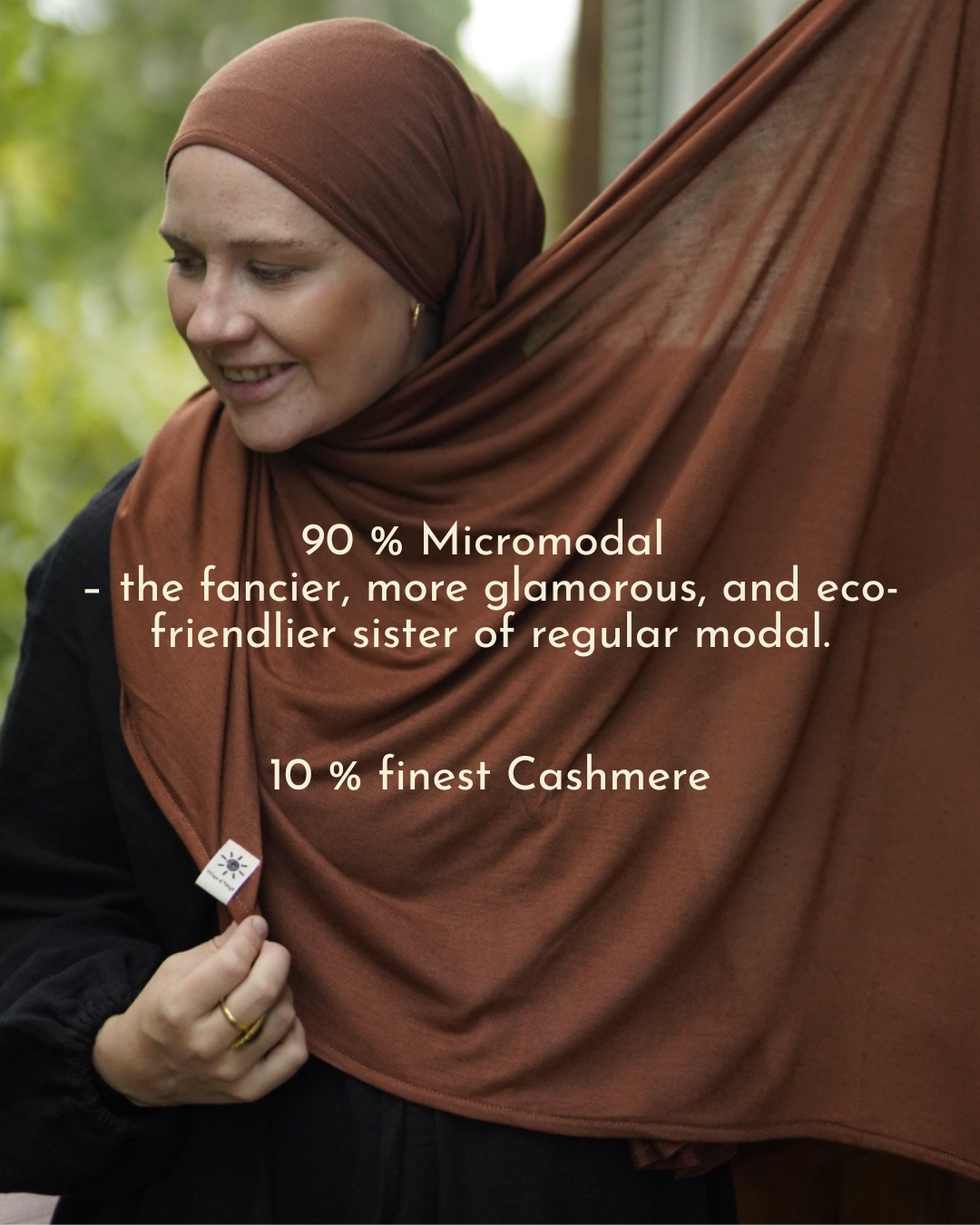Hijab bio « Aurela » en micromodal et cachemire haut de gamme (Rust)