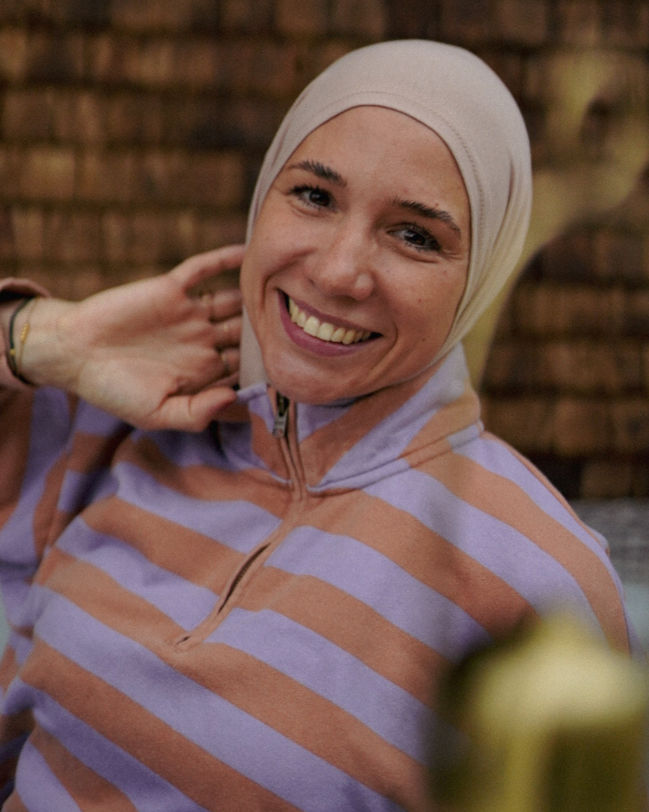 Balaclava - Sport- & Freizeit-Hijab, aus Bio-Baumwolle - Light Taupe