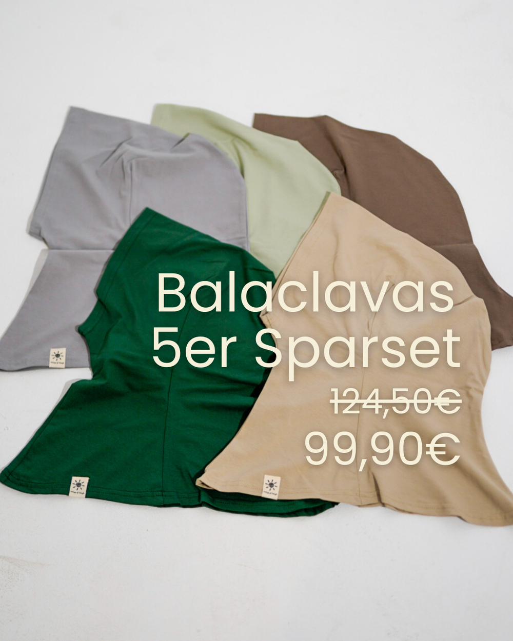 Balaclava - Sport- & Freizeit-Hijab, aus Bio-Baumwolle - 5er Set (Cashmere, Walnut, Evergreen, Silverstone, Sage)