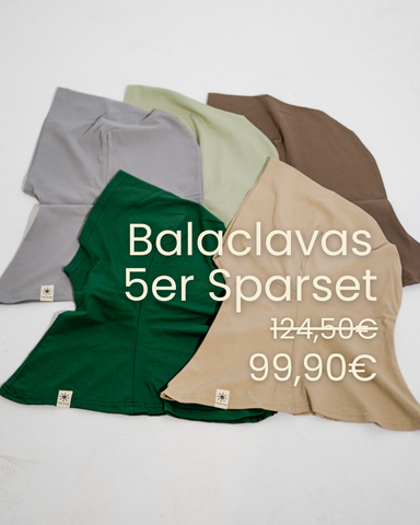 Balaclava - Sport- & Freizeit-Hijab, aus Bio-Baumwolle - 5er Set (Cashmere, Walnut, Evergreen, Silverstone, Sage)