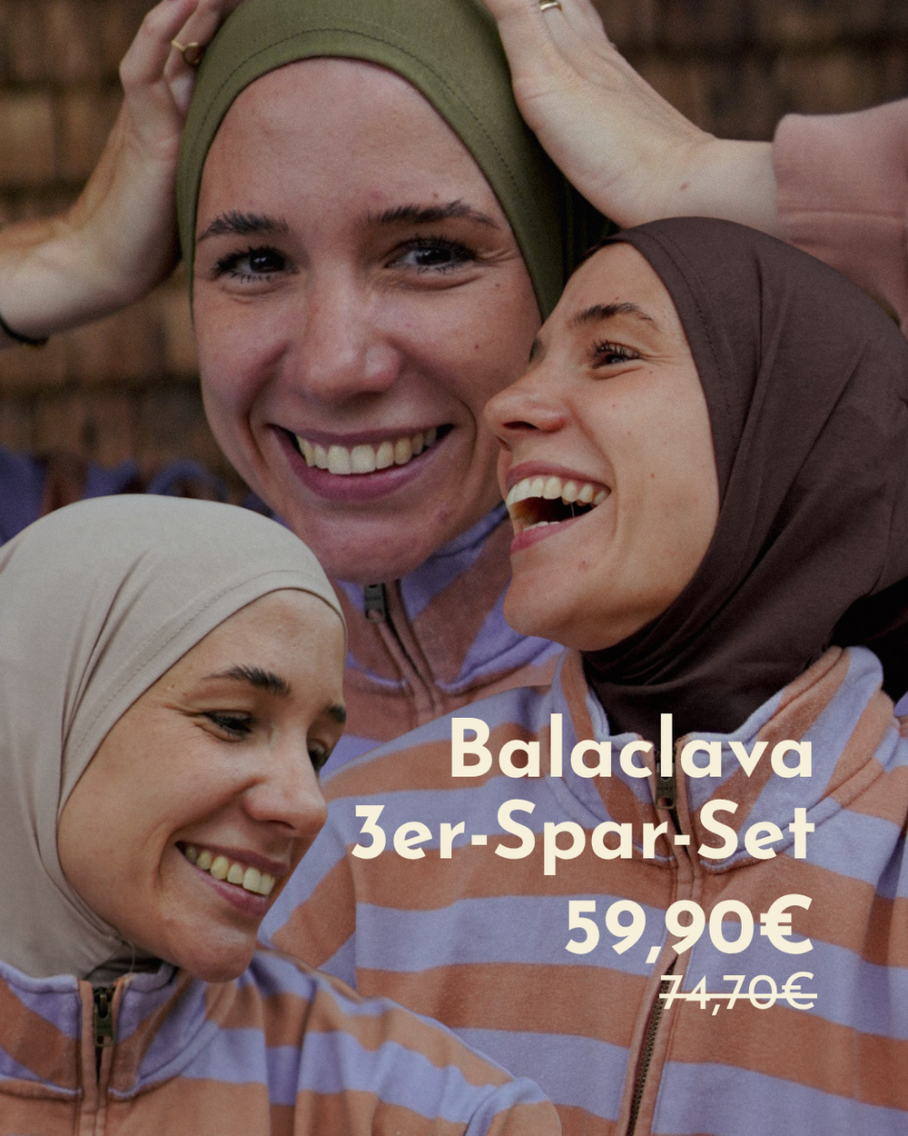 Balaclava - Sport- & Freizeit-Hijab, aus Bio-Baumwolle - 3er Set