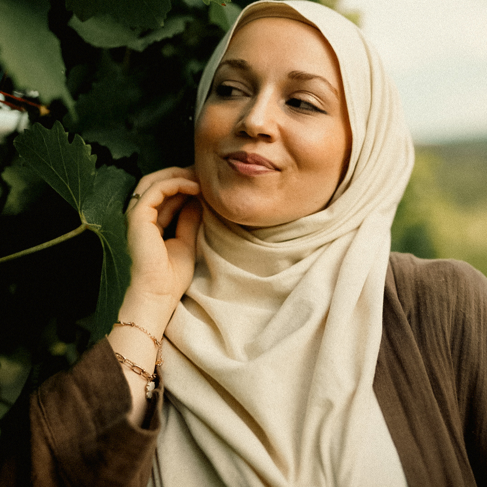 Jersey Hijab aus Baumwolle und Leinen - "Vanilla"