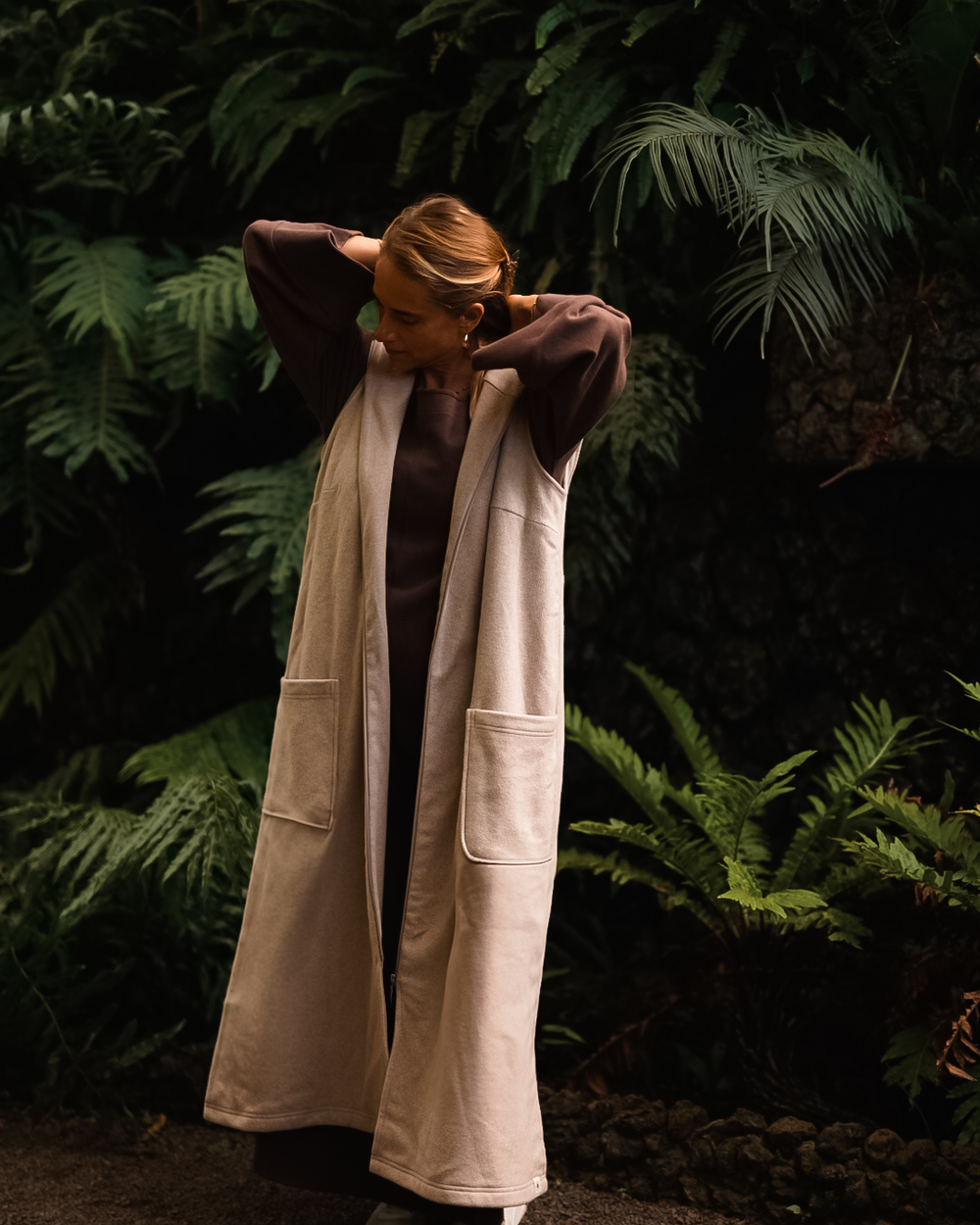 Lange Fleeceweste "Coseline" aus Bio-Baumwolle