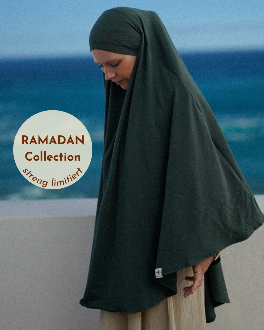 Imperfect Ramadan Jersey Khimar aus Bio-Baumwolle Dark Green 033
