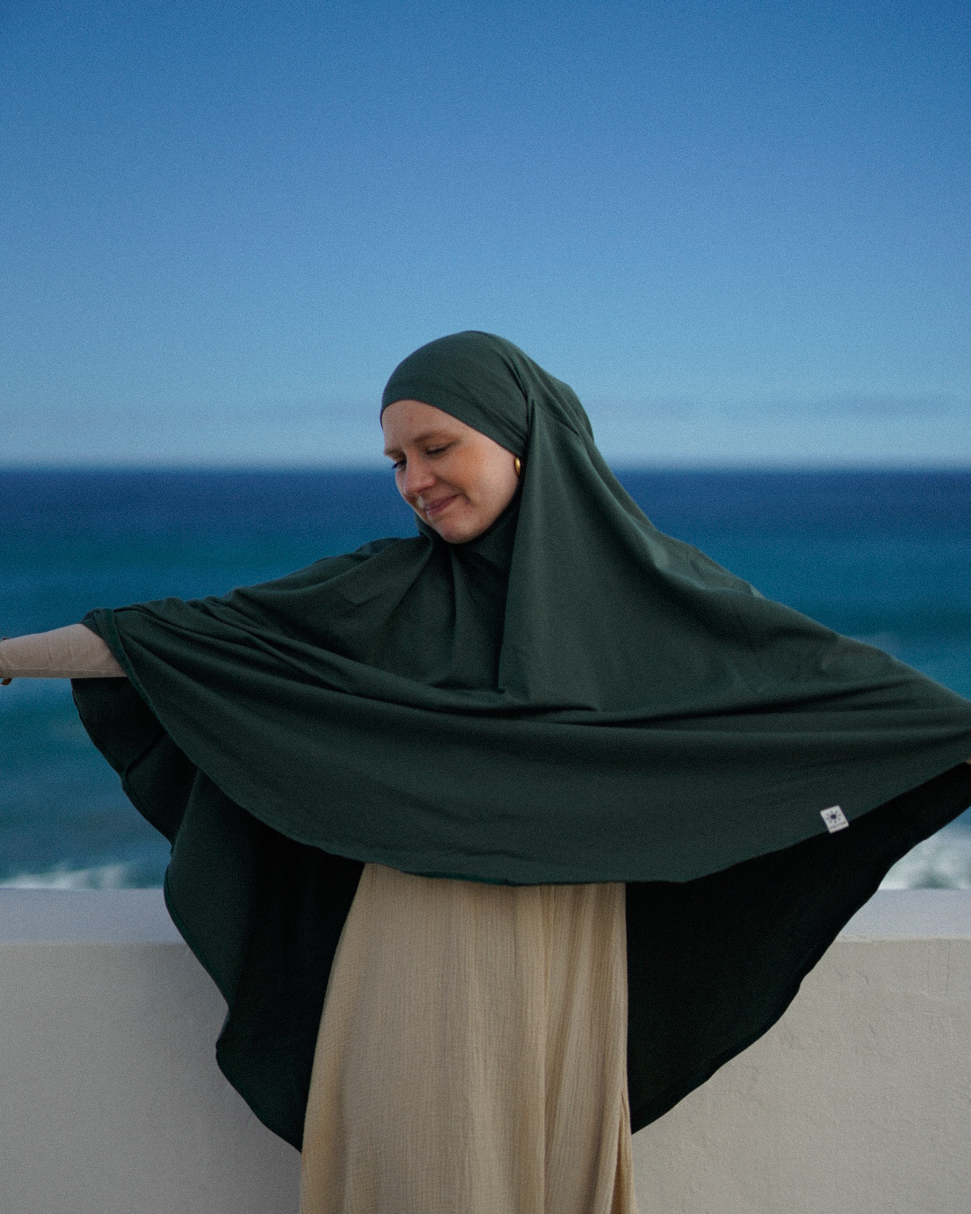 Imperfect Ramadan Jersey Khimar aus Bio-Baumwolle Dark Green 033