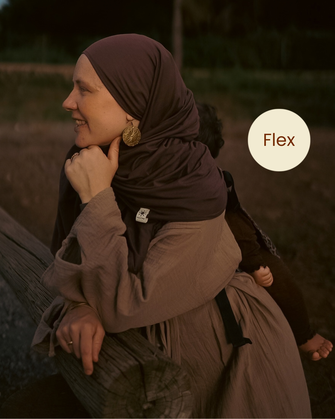 Hijab léger « Hava Flex » en 100 % coton bio (Mousse au chocolat)