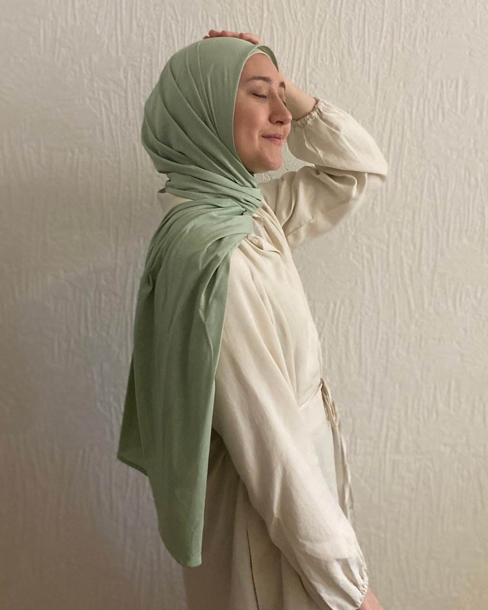Leichter Jersey Hijab aus 100% Bio-Baumwolle - Iced Green - "Hava"