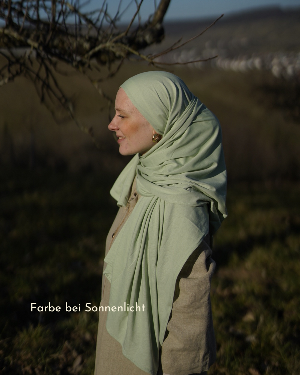 Leichter Jersey Hijab aus 100% Bio-Baumwolle - Iced Green - "Hava"