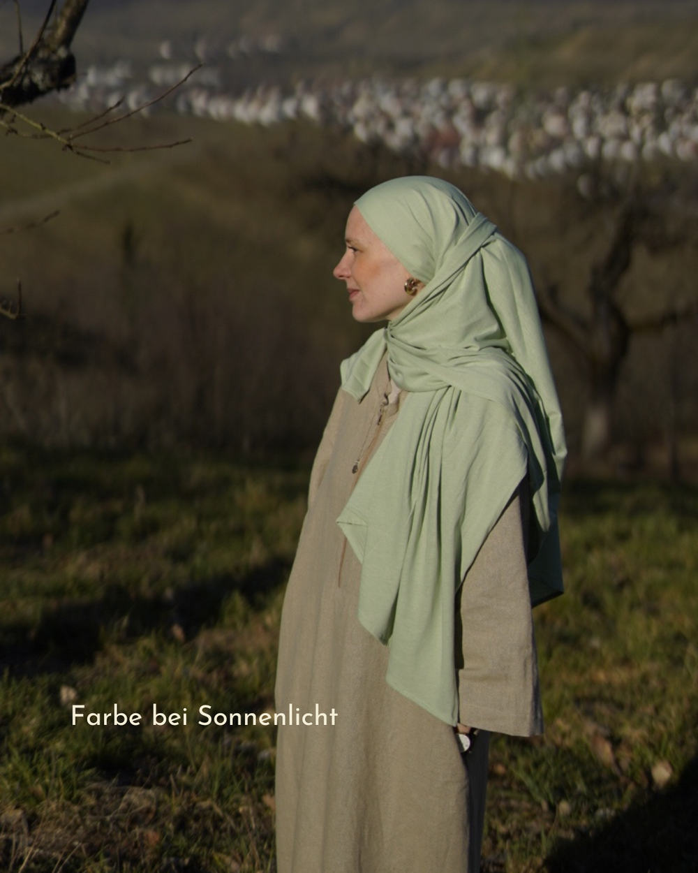Leichter Jersey Hijab aus 100% Bio-Baumwolle - Iced Green - "Hava"