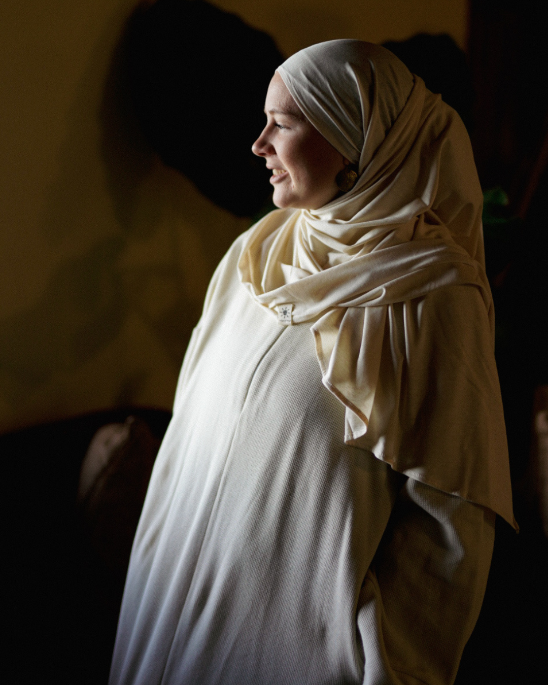 Leichter Jersey Hijab "Hava" aus 100% Bio-Baumwolle (Marzipan)