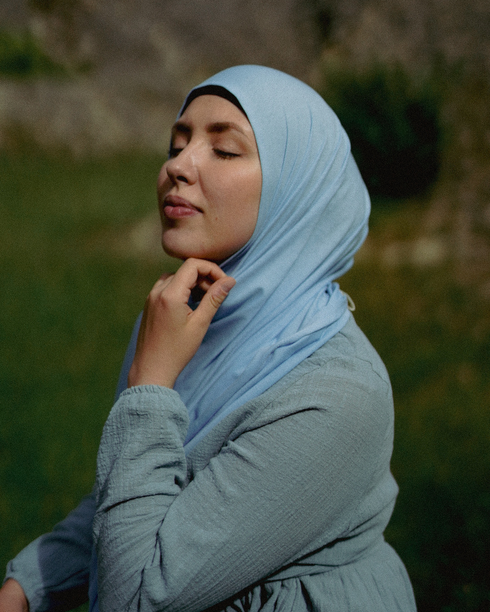 Leichter Jersey Hijab "Hava" aus 100% Bio-Baumwolle (Morning Sky)