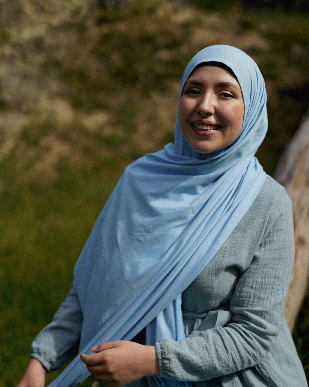 Leichter Jersey Hijab "Hava" aus 100% Bio-Baumwolle (Morning Sky)