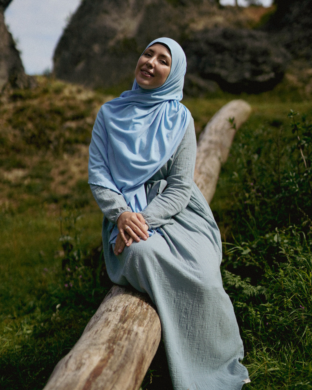 Leichter Jersey Hijab "Hava" aus 100% Bio-Baumwolle (Morning Sky)