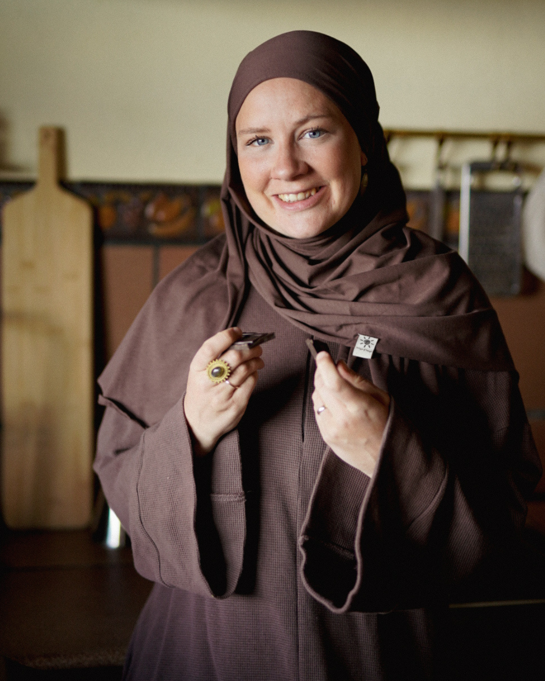 Leichter Jersey Hijab "Hava" aus 100% Bio-Baumwolle (Mousse au Chocolat)