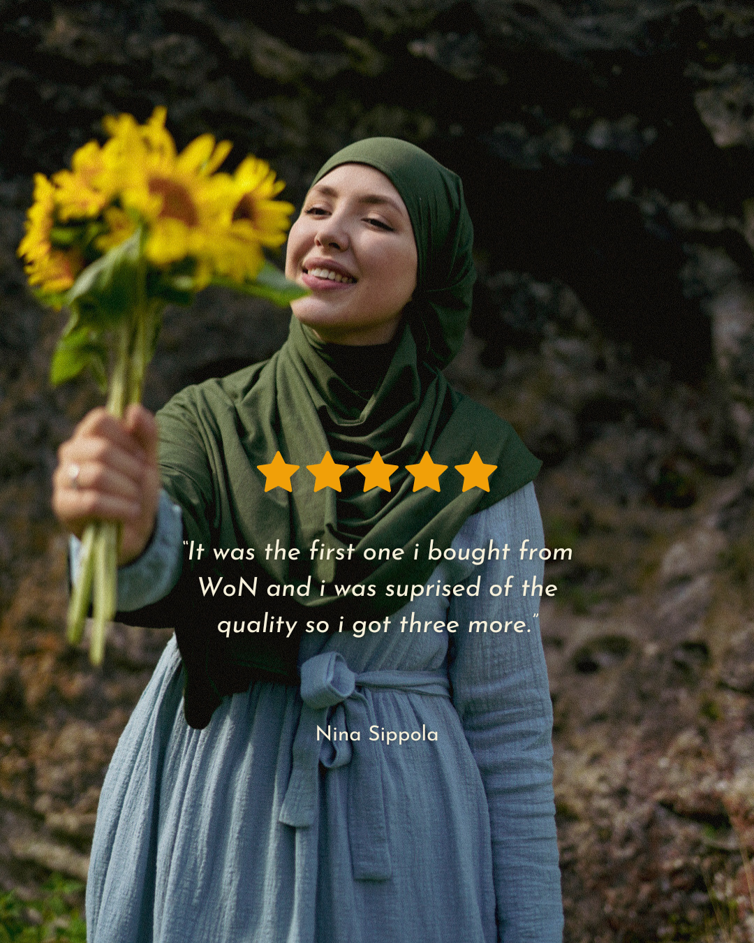 Hijab « Hava » en jersey premium léger, 100 % coton biologique (vert crépuscule)