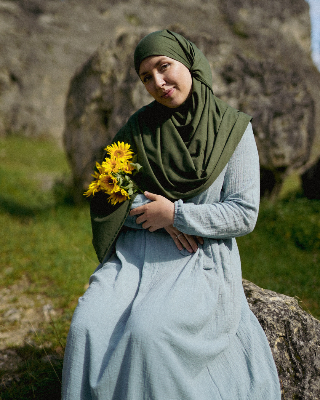 Leichter Jersey Hijab "Hava" aus 100% Bio-Baumwolle (Twilight Green)