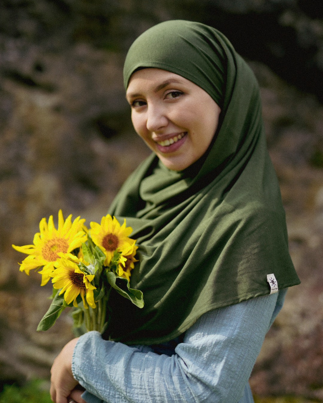 Leichter Jersey Hijab "Hava" aus 100% Bio-Baumwolle (Twilight Green)