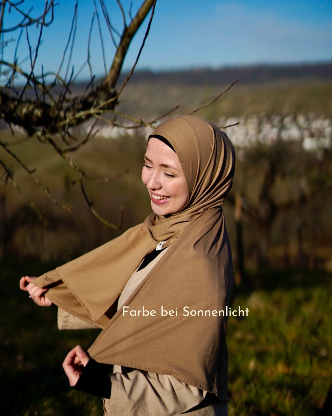 Leichter Jersey Hijab "Hava" aus 100% Bio-Baumwolle - Warm Almond