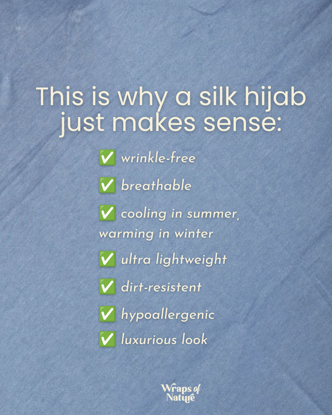 Le hijab « Mariposa » en soie et coton biologique (Azzurro)