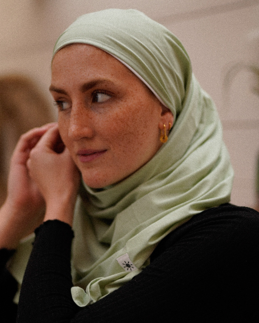 Leichter Jersey Hijab aus 100% Bio-Baumwolle - Iced Green - "Hava"