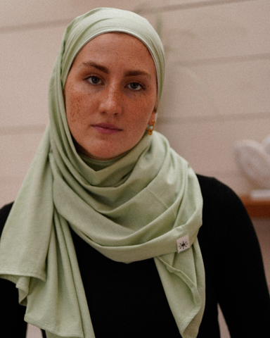 Leichter Jersey Hijab aus 100% Bio-Baumwolle - Iced Green - 