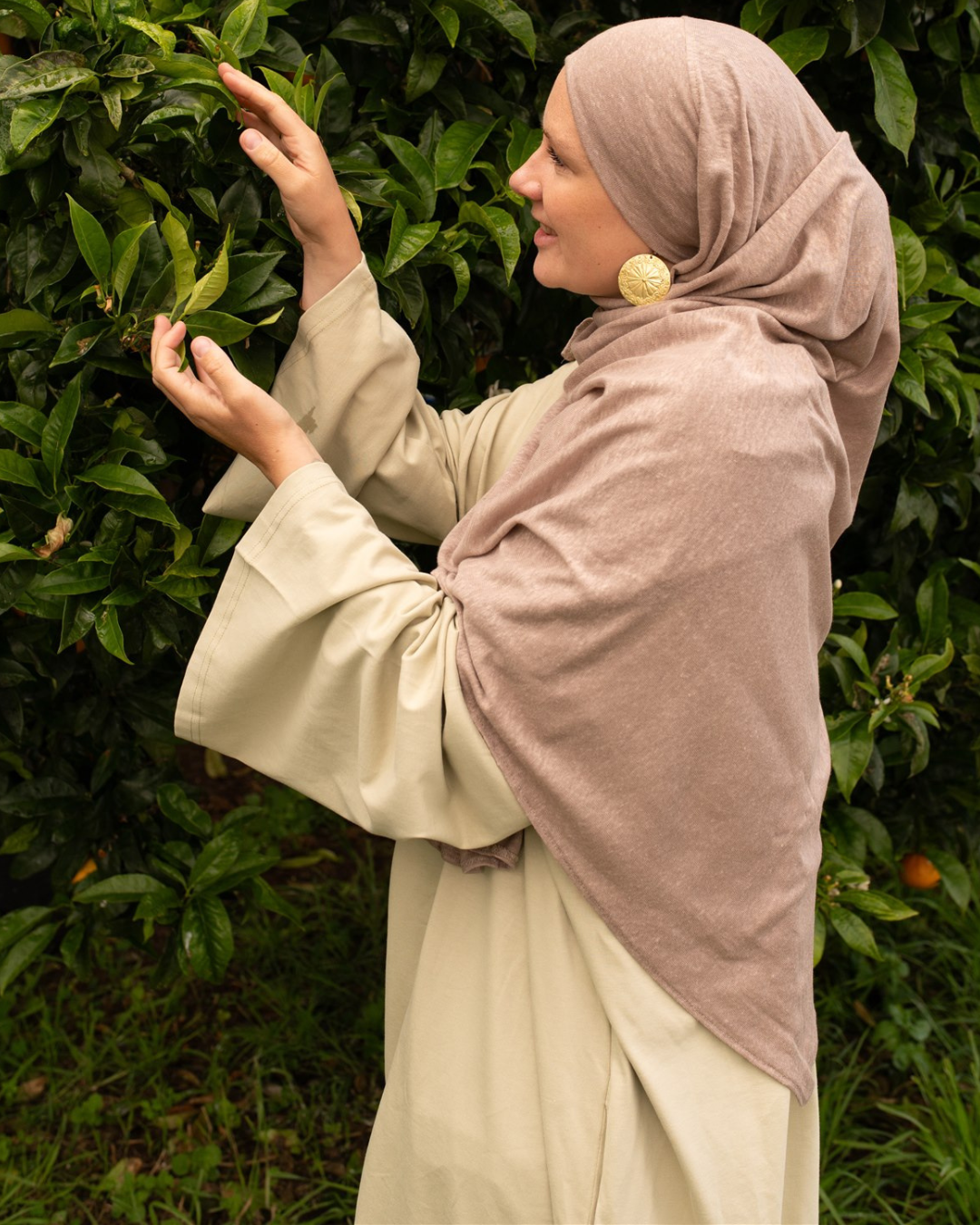 Hijab en jersey « Leena » - 100 % lin (Iced Coffee)