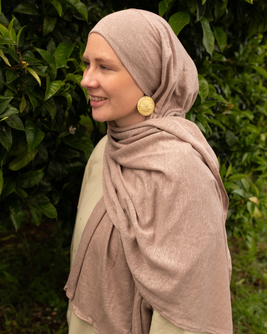 Hijab en jersey « Leena » - 100 % lin (Iced Coffee)