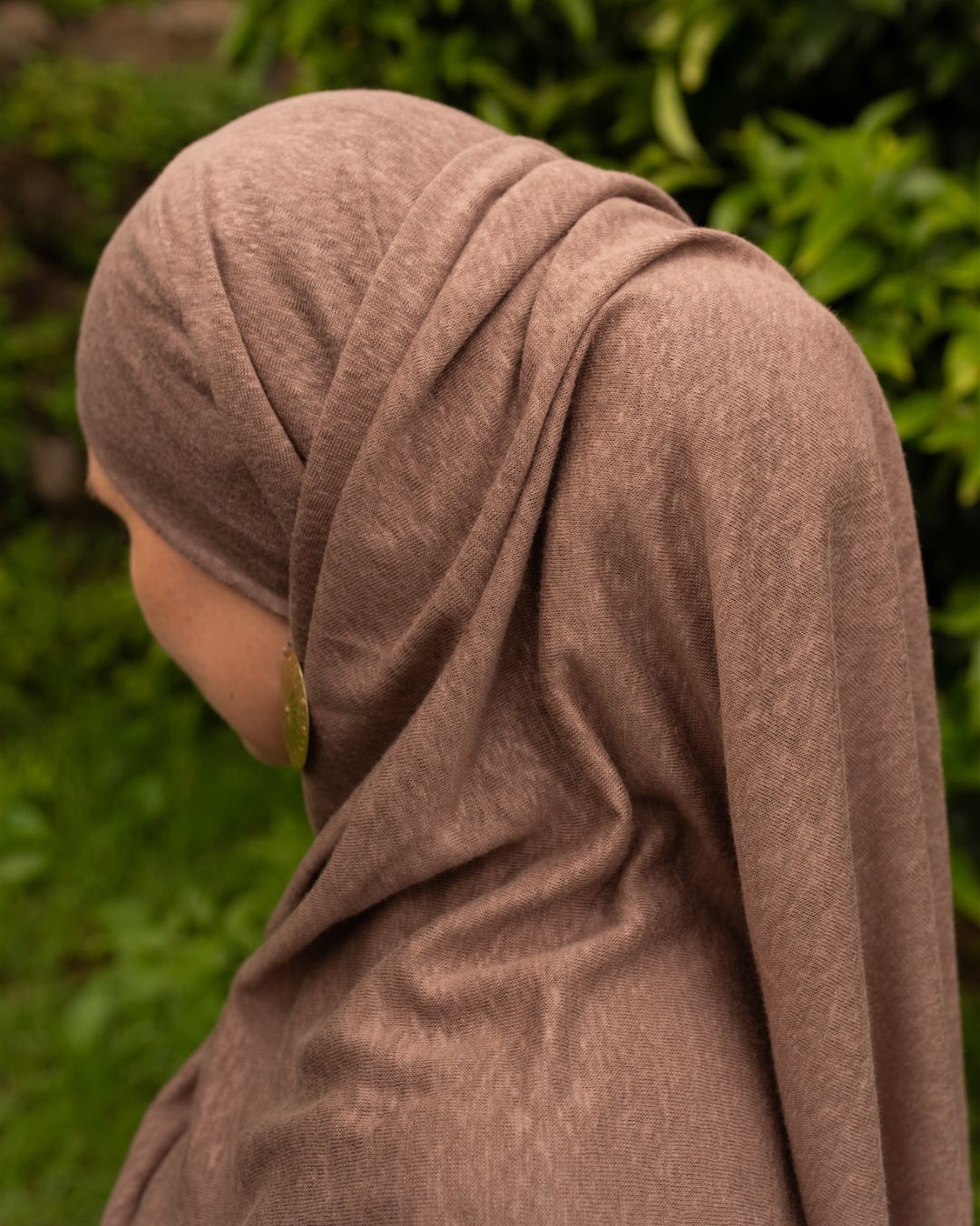 Hijab en jersey « Leena » - 100 % lin (taupe foncé)