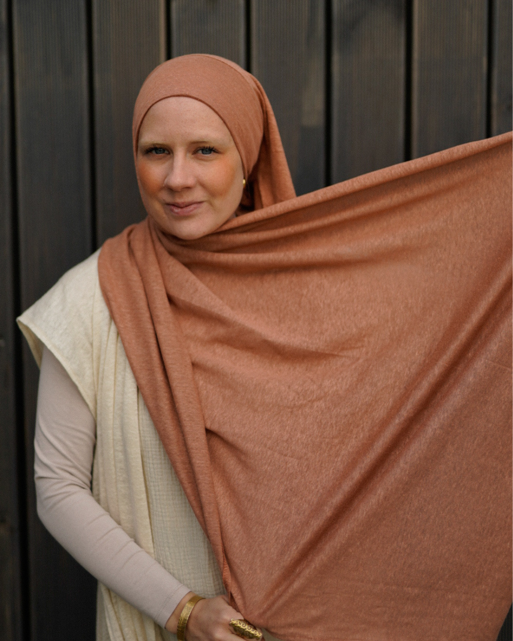 Instant Hijab - 100% Leinen - Lava Mocha - "Leena"