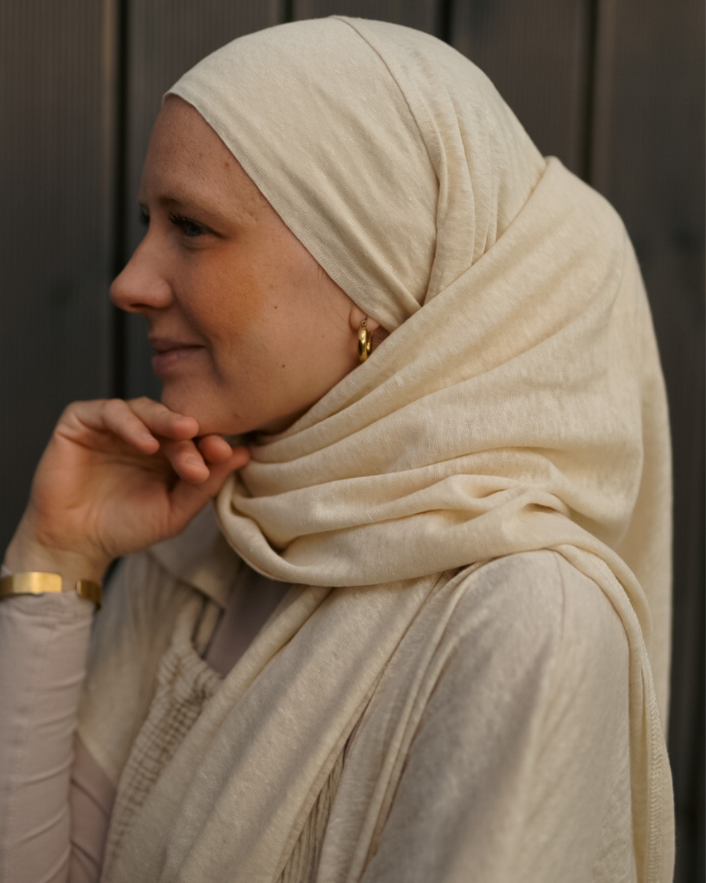 Instant Hijab - 100% Leinen - Summer Sand - "Leena"