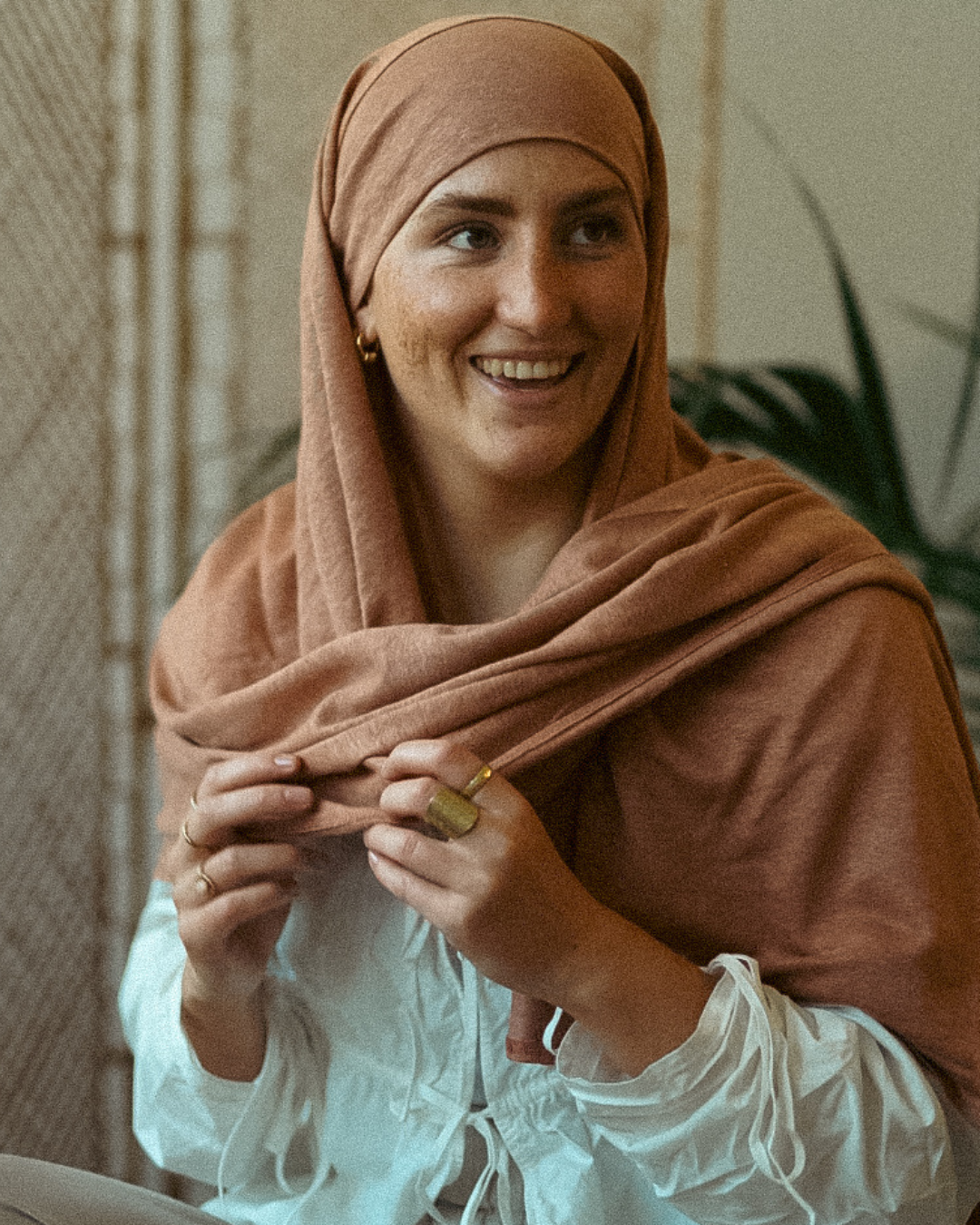 Hijab en jersey "Leena" - 100% lin - Lava Mocha
