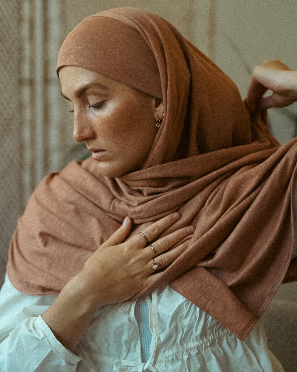 Instant Hijab - 100% Linen - Lava Mocha - "Leena"