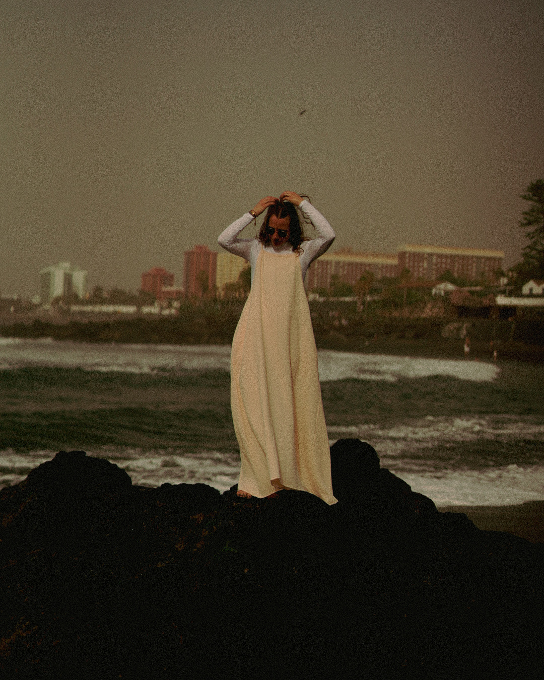 "Irma" Organic Cotton Wrap Dress (Beige)