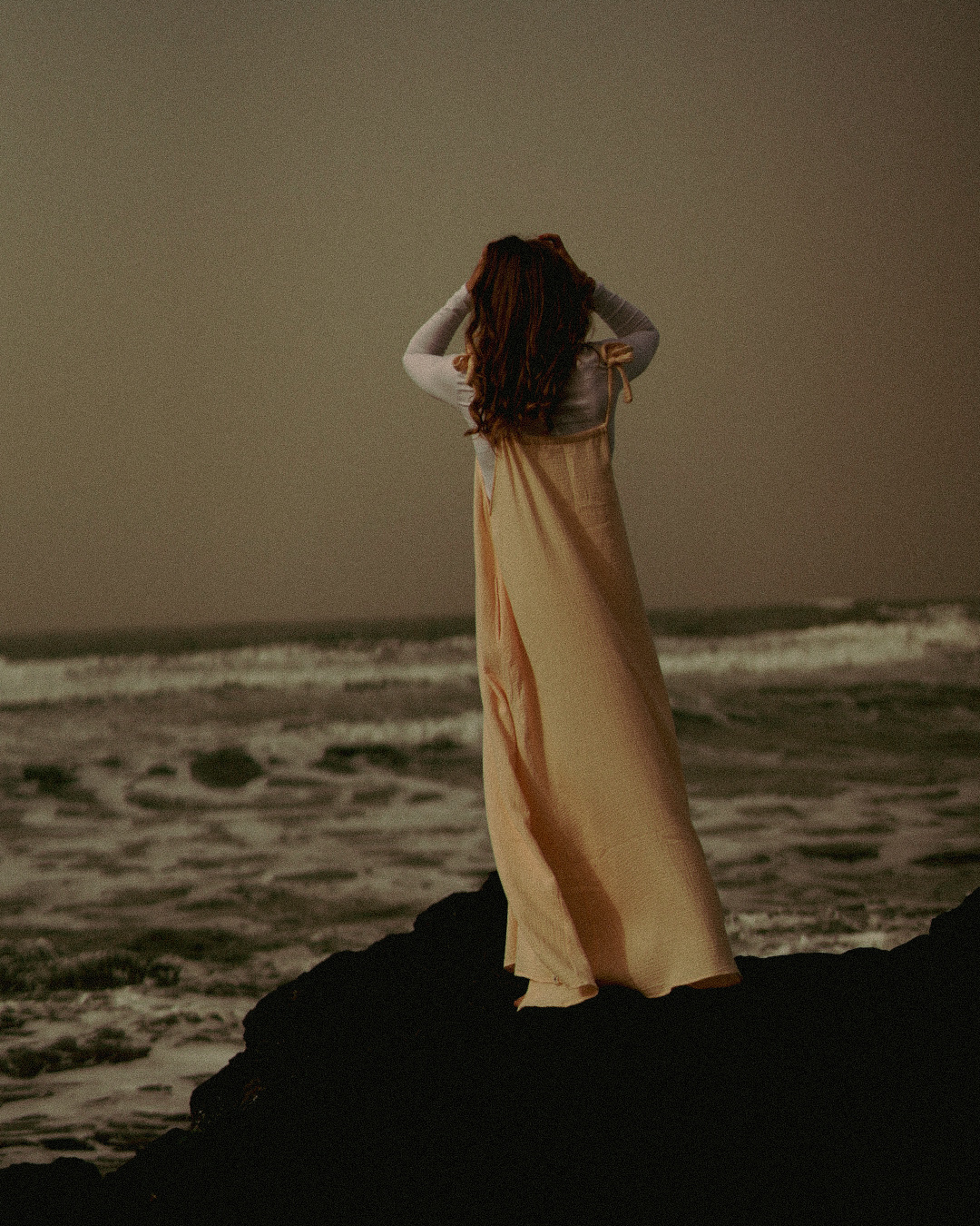 "Irma" Organic Cotton Wrap Dress (Beige)