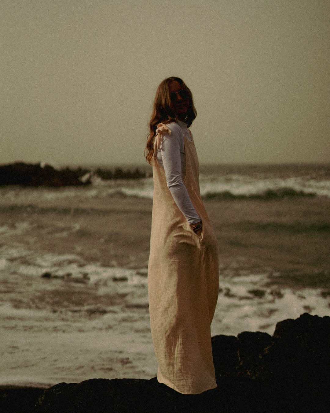 "Irma" Organic Cotton Wrap Dress (Beige)